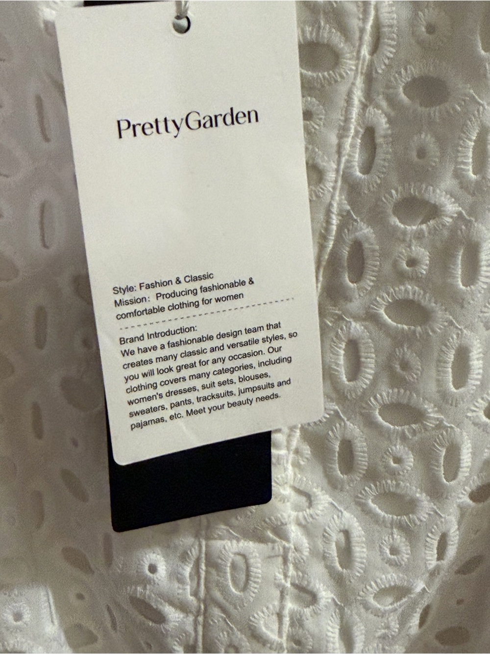 PRETTYGARDEN Women’s White Eyelet Sleeveless Smocked Waist Summer Dress XL NWT - Picture 3 of 4